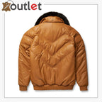 2020 New Styles Brown Color V-Bomber Leather Jacket For Men