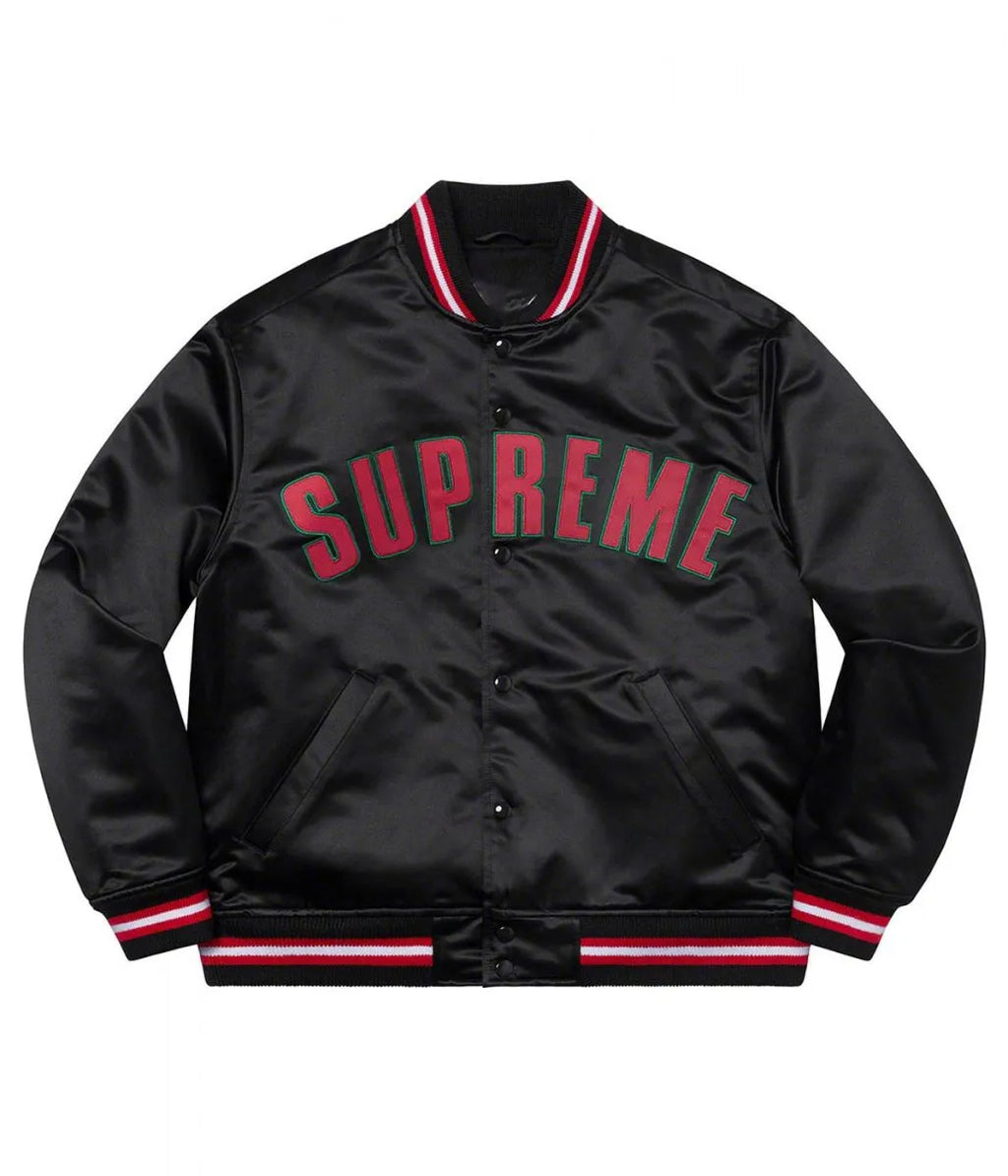 supreme satin varsity jacket