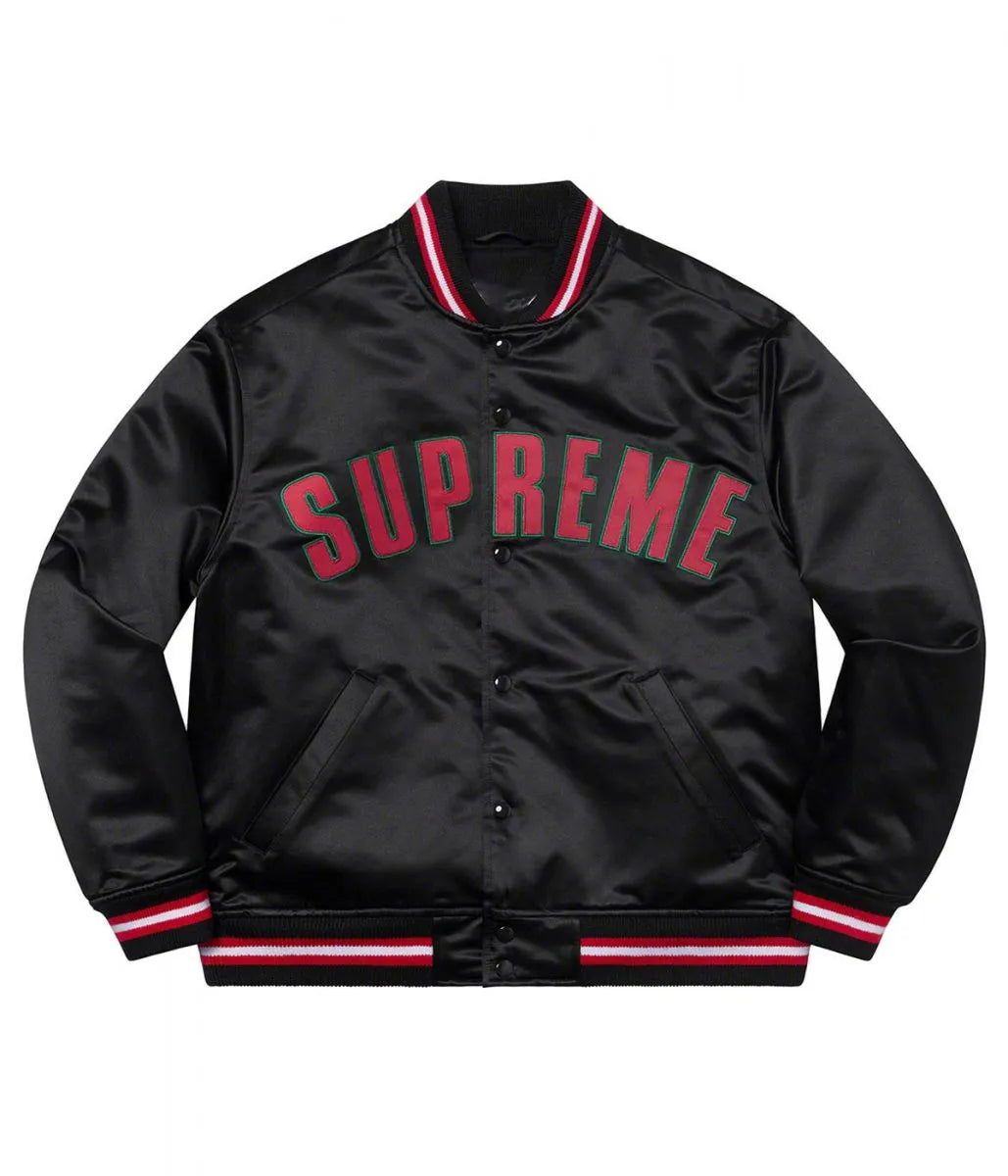 supreme satin varsity jacket