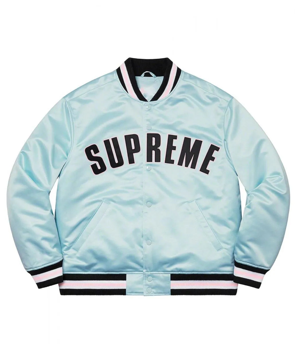 supreme satin varsity jacket