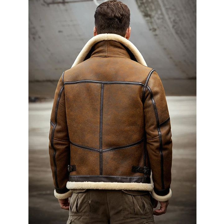 Men B6 RAF Flight Shearling Sheepskin Leather Jacket