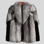 2022 New Mens Winter Grey Shearling Short Fox Fur Mink Jacket Coat