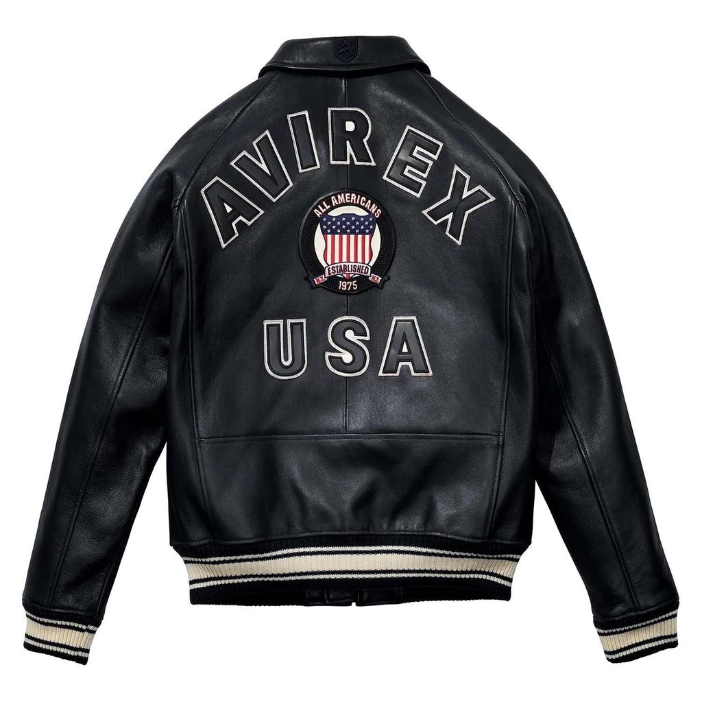 Avirex Iconic Black Leather Bomber Jacket