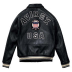 Avirex Iconic Black Leather Bomber Jacket