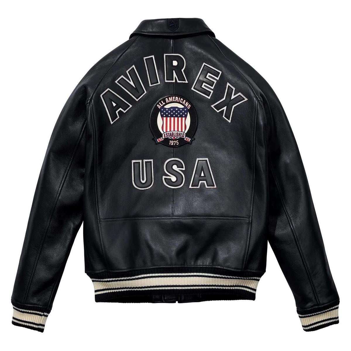 Avirex Iconic Black Leather Bomber Jacket