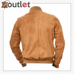 Men Tan Suede Bomber Jacket