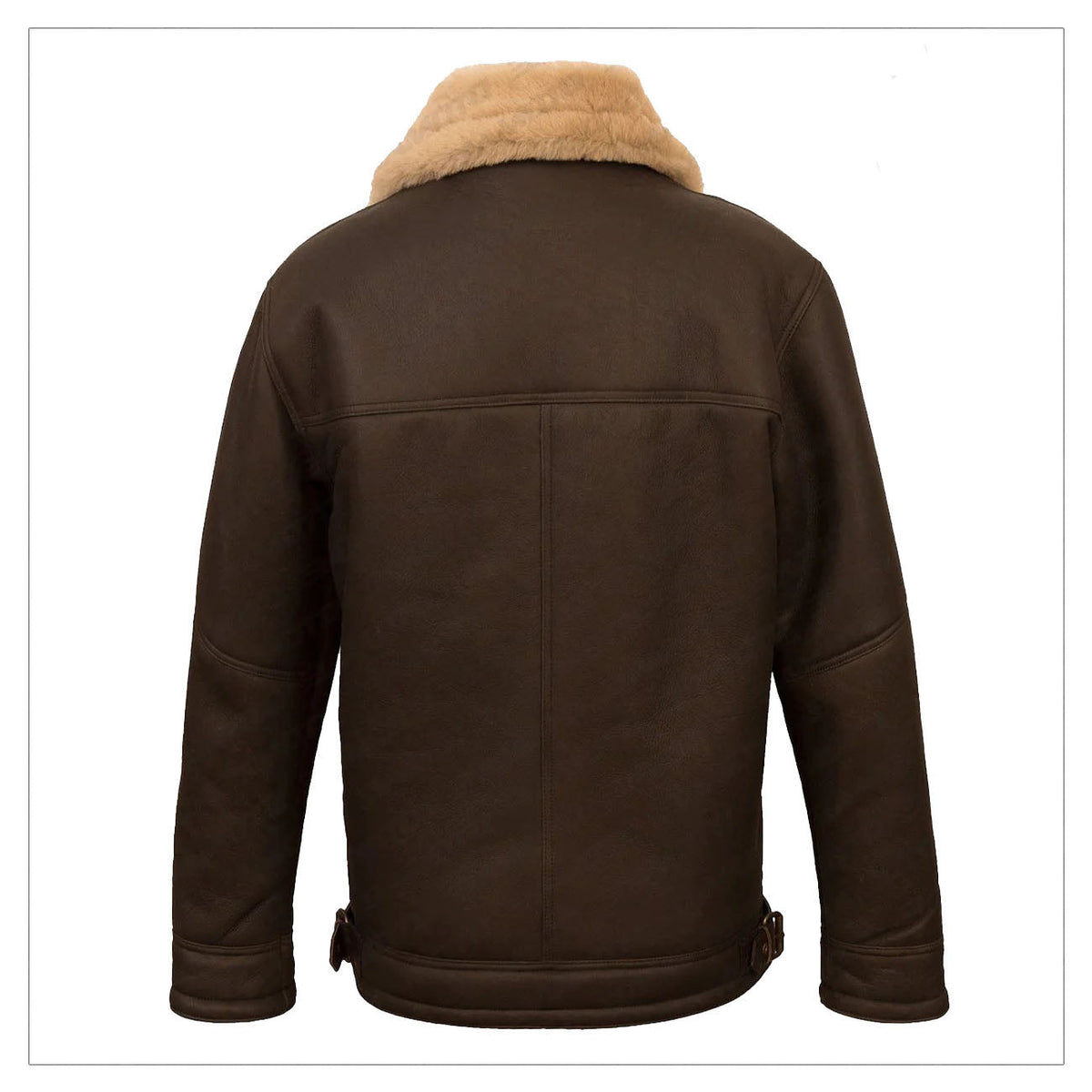 Men Sheepskin Aviator B3 Flight Bomber Fur Collar Brown Shearling Leather Jacket