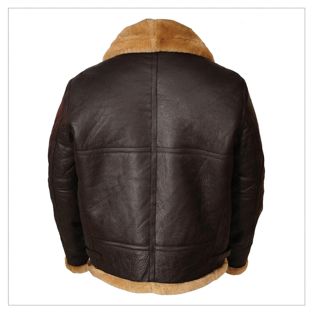 Men Aviator Flying Bomber Airforce RAF Brown Shearling Leather Jacket