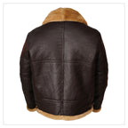 Men Aviator Flying Bomber Airforce RAF Brown Shearling Leather Jacket