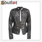 Handmade Black Military Style Leather Jacket