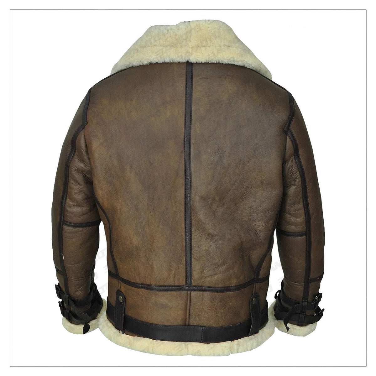 New Men Aviator Airforce B3 Bomber Fur Brown Shearling Leather Jacket