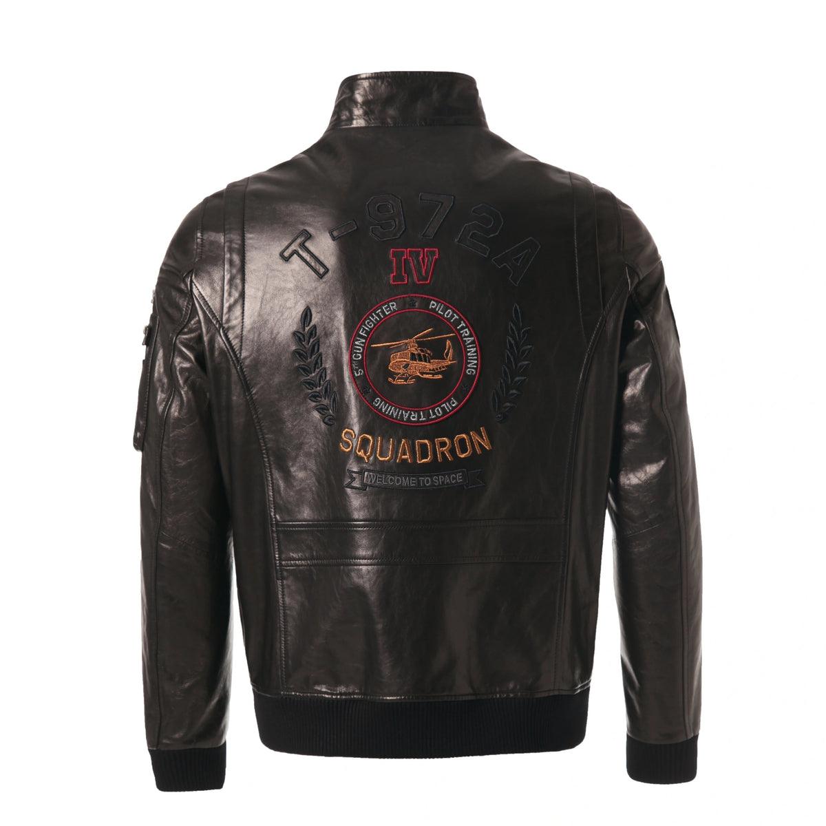 Black Patched Goatskin Casual Moto Biker Jacket