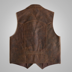 Men's Brown Sheepskin Waistcoat Leather Cowboy Vest