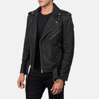 New Men Black Moto Racing Motorbike Leather Biker Jacket