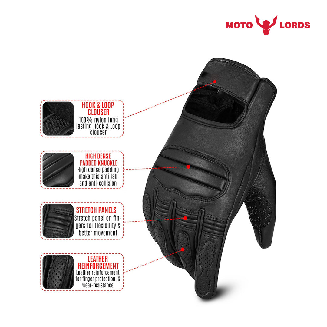 Men's Genuine Leather Motorcycle Gloves