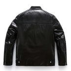 Men's 100% Goatskin Classic Black Leather Motorcycle Racer Jacket