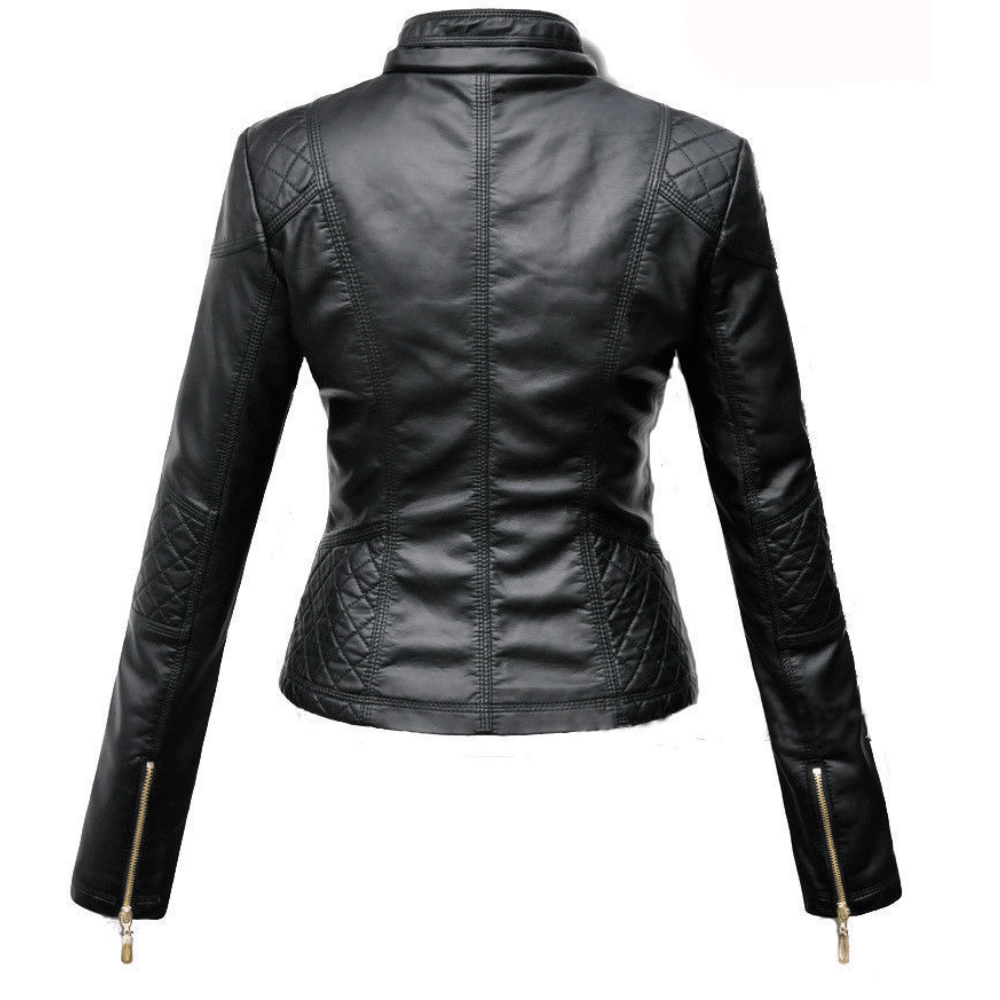 Women Motorcycle Black Genuine Leather Jacket