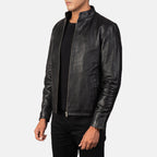 New Alex Black Motorbike Racing Moto Leather Biker Jacket For Men