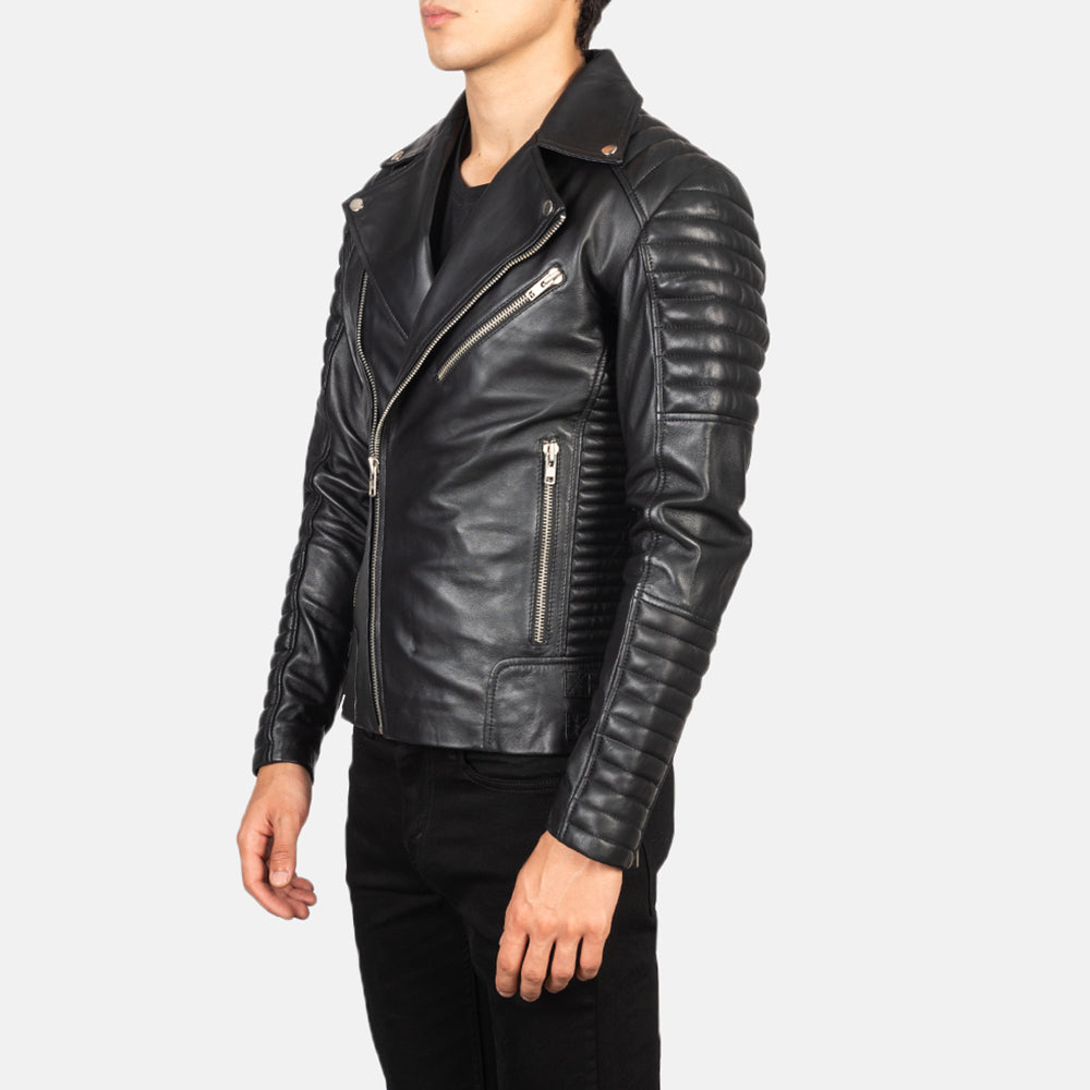 New Men Armand Black Moto Riding Motorbike Leather Biker Jacket