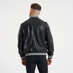 Mens Genuine Leather varsity Bomber Jacket