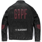 Black Full Patched Genuine Leather Racer Jacket