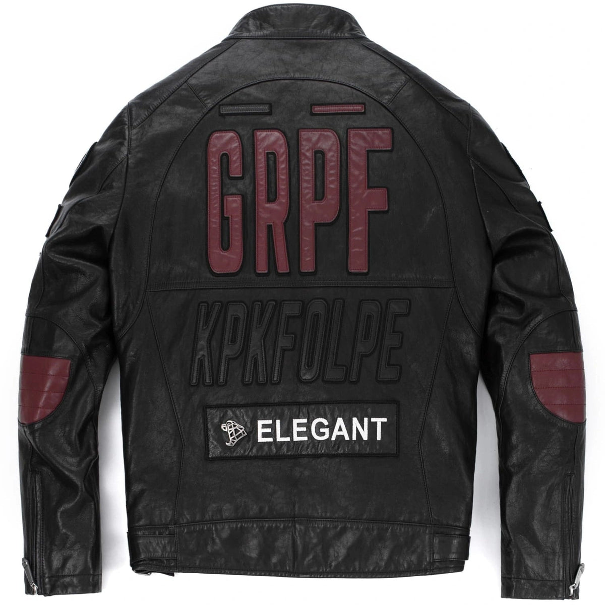 Black Full Patched Genuine Leather Racer Jacket