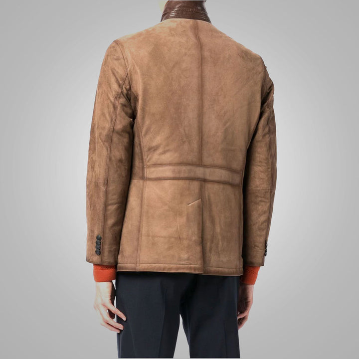 Fashion Mens Brown Suede Leather Blazer