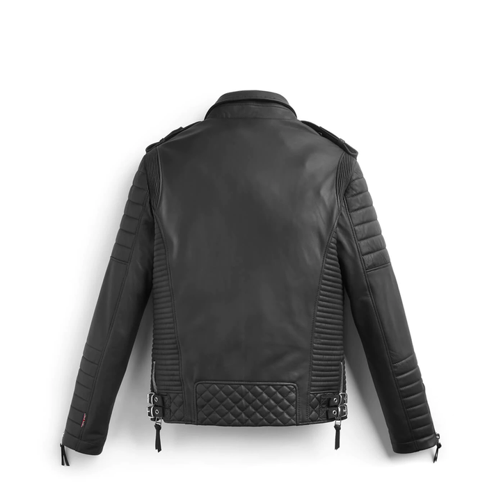 Mens Riding MotoFashion Black Quilted Biker Leather Jacket