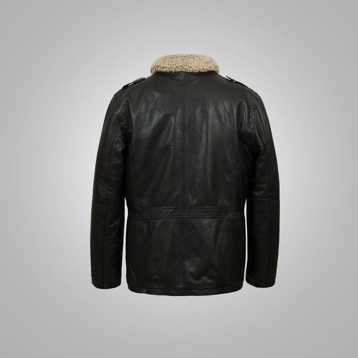Mens Black Sheep Nappa Leather Coat