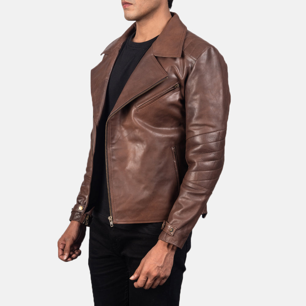 New Raiden Brown Motorcycle Racing Moto Men Biker Leather Jacket