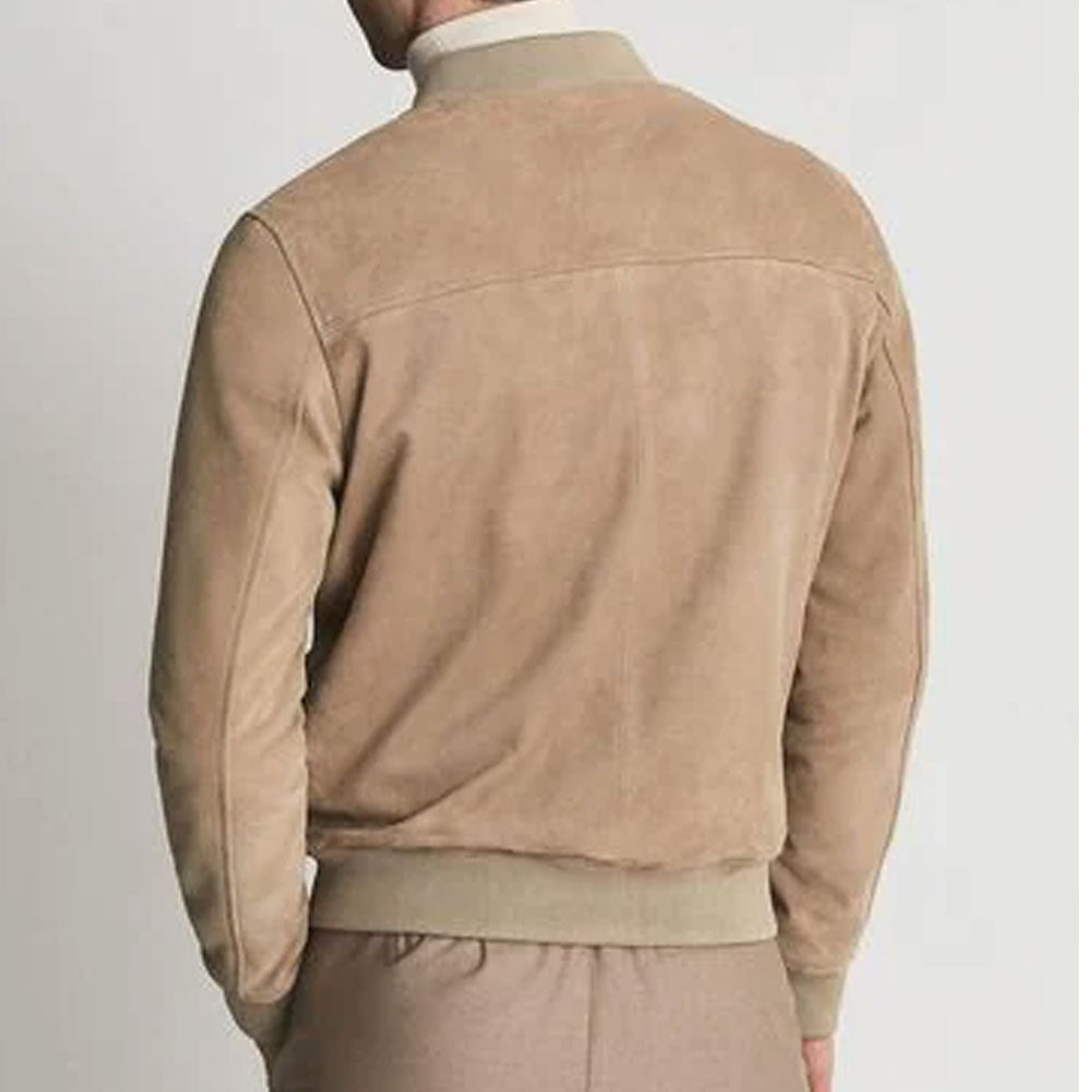 Men’s Brown Suede Leather Bomber Jacket