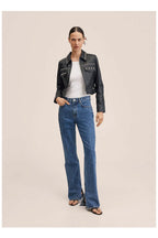 Black Women’s Silver Spiked Studded Retro Motorcycle Leather Jacket