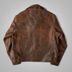 Premium Avanzar Men’s Brown Distressed Real Leather Four Pocket Jacket