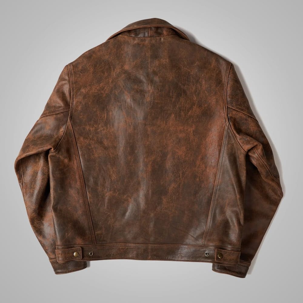 Premium Avanzar Men’s Brown Distressed Real Leather Four Pocket Jacket