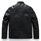 Men's Matte Black Goatskin Genuine Leather Bomber Jacket
