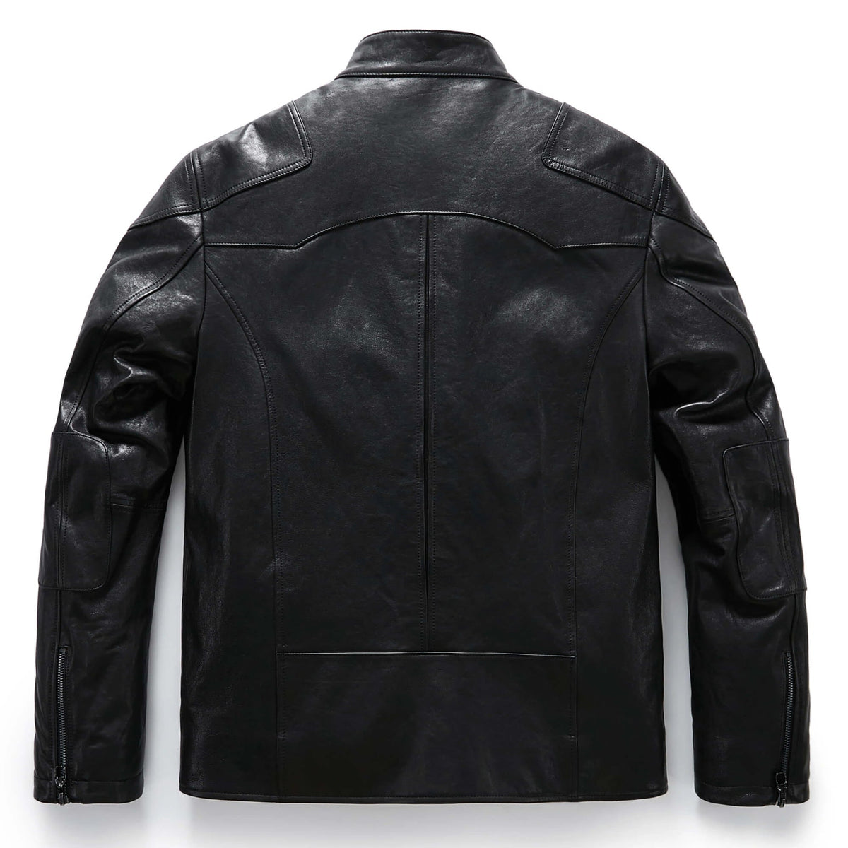 Men's Matte Black Goatskin Genuine Leather Bomber Jacket