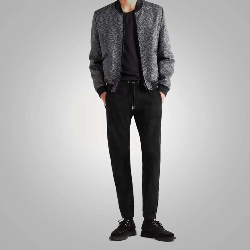 Men's Black Real Sheepskin Leather Jeans