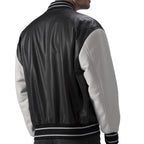 Black Men's Quilted Leather Varsity Jacket Letterman Jacket