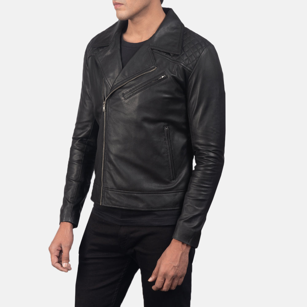 New Men Black Moto Racing Biker Leather Riding Jacket