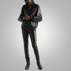 Men's Black Sheepskin Leather Biker Jeans