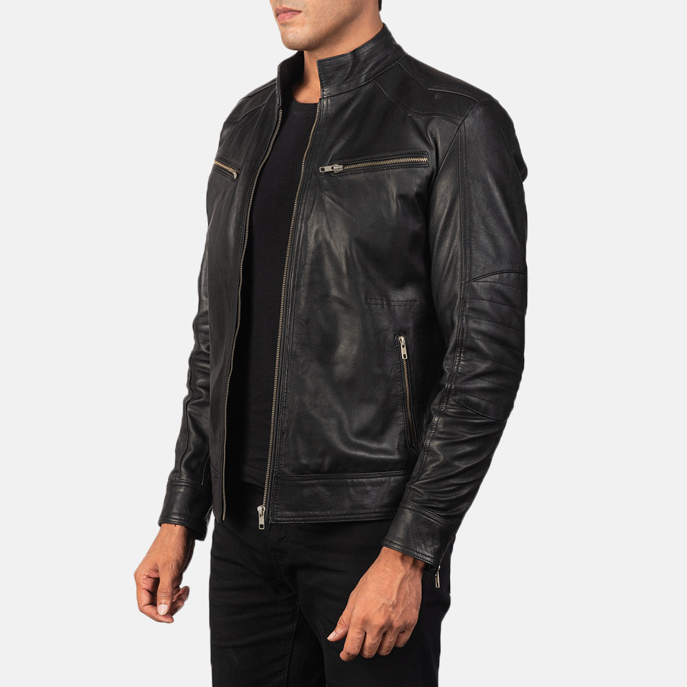 New Men Mack Black Racing Motorbike Riding Leather Biker Jacket