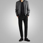 Mens Black Real Sheep Skin Leather Jeans Pant