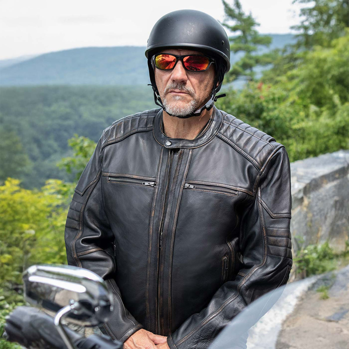 MMCC Men's Anarchy Brown Leather Motorcycle Jacket - MMC10004
