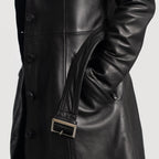 Women Alpine Black Long Leather Coat