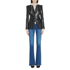 Womens Black Leather Dickey Jacket