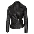 Womens Black Asymmetrical Leather Jacket