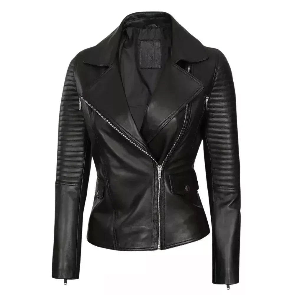 Womens Black Asymmetrical Leather Jacket