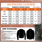 Milwaukee Leather LKL27001 Women's Classic Braided Premium Black Leather Fitted Motorcycle Riders Biker Jacket