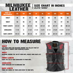 Milwaukee Leather Women's Gemma Black/Red Leather Motorcycle Vest with Side Laces - LKL4718