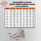 Milwaukee Leather Men's Black Leather Diamond Patterned Reinforced Street Biker Riding Shoes w/ Ankle Support - MBM9104